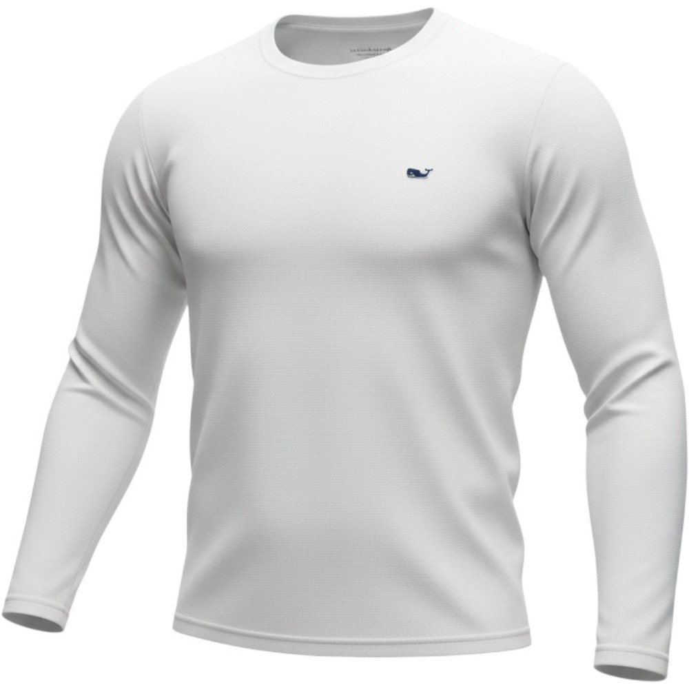 Vineyard Vines Mens Large White Long Sleeve Performance Whale Logo Shirt
